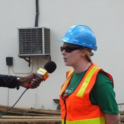 An intern is interviewed about disaster management protocol on one of our International Development internships abroad.